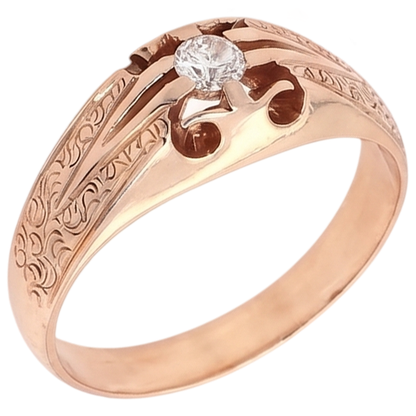 Antique Style Gypsy Men's Genuine Diamond Ring 0.50 Carats Filigree