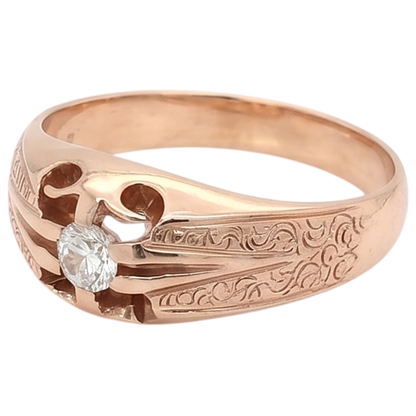 Antique Style Gypsy Men's Genuine Diamond Ring 0.50 Carats Filigree