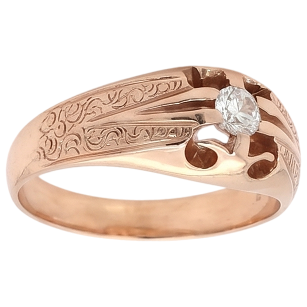 Antique Style Gypsy Men's Genuine Diamond Ring 0.50 Carats Filigree