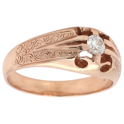 Antique Style Gypsy Men's Genuine Diamond Ring 0.50 Carats Filigree