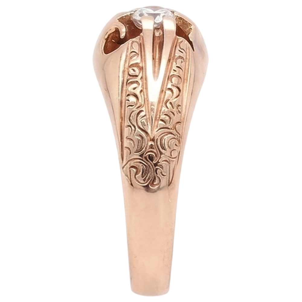 Antique Style Gypsy Men's Genuine Diamond Ring 0.50 Carats Filigree