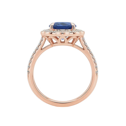 Antique Style Halo IGI CERTIFIED Diamond Ring Flower Style Blue Sapphire 6.20 Carats