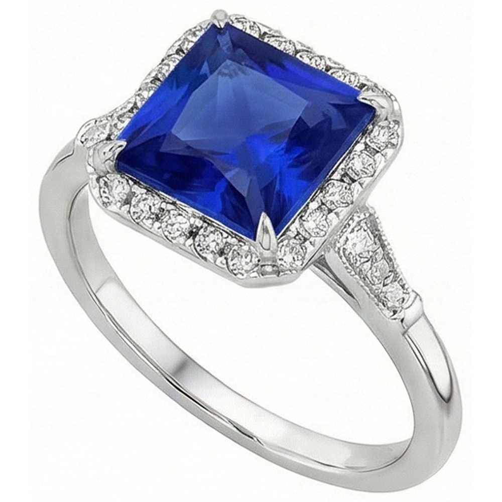 natural round sapphire 6ct ring top view