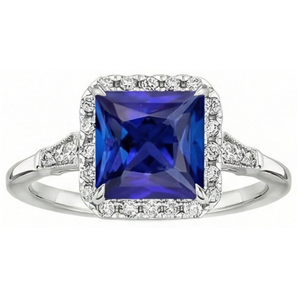 natural round sapphire 6ct ring close up detail