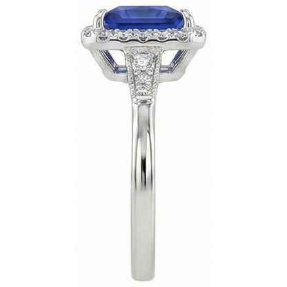 natural round sapphire 6ct ring profile view