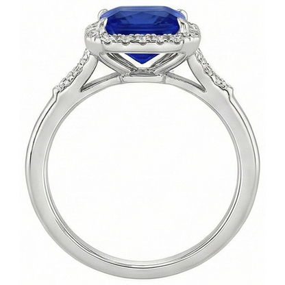 natural round sapphire 6ct ring on white background