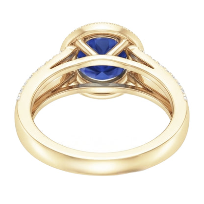 Antique Style Natural Earth Mined Diamond Halo Ring 3 Carats Round Blue Sapphire Jewelry