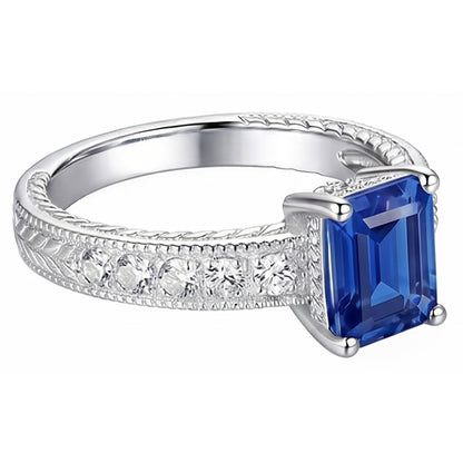 Antique Style Natural Earth Mined Diamond Ring Basket Setting Blue Sapphire 1.75 Carats
