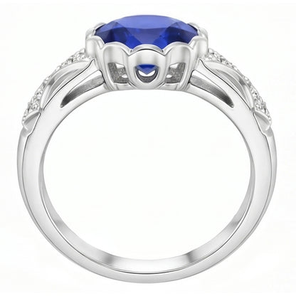 Antique Style Natural Earth Mined Diamond Ring Oval Ceylon Sapphire Stone Gold 3.75 Carats