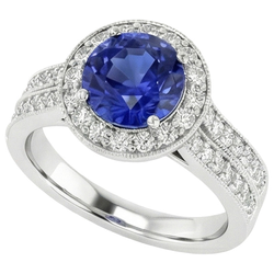 Natural Sapphire Ring 6ct - White Gold 14K