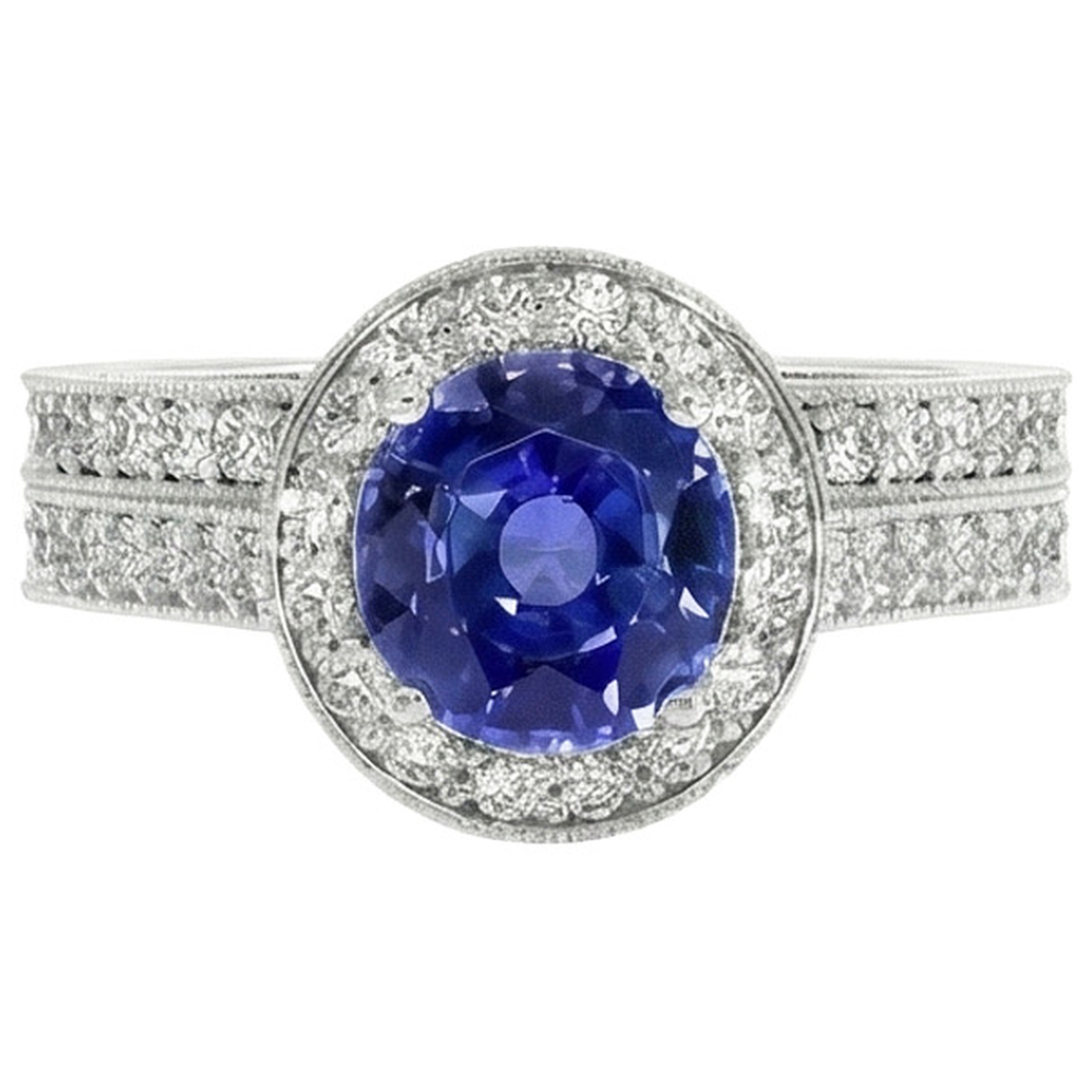 natural round sapphire 6ct ring side angle