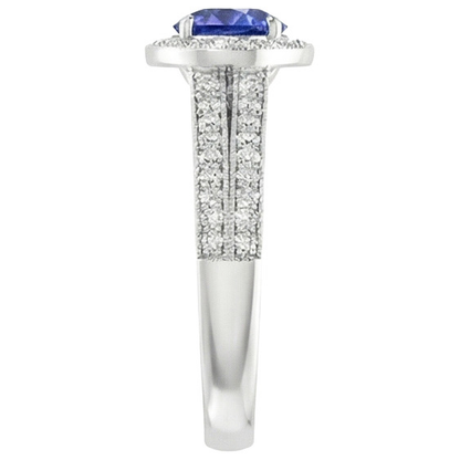 natural round sapphire 6ct ring profile view