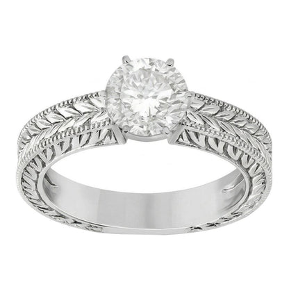 Antique Style Natural Earth Mined Diamond Solitaire 2.50 Carat Wedding Ring 14K White Gold