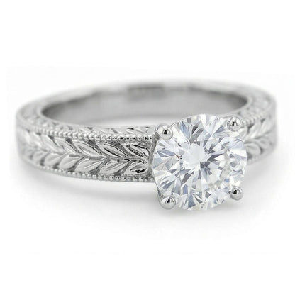 Antique Style Natural Earth Mined Diamond Solitaire 2.50 Carat Wedding Ring 14K White Gold