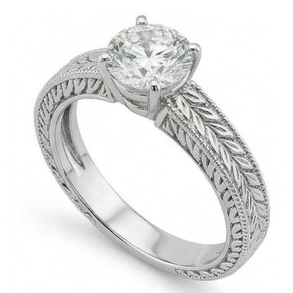 Antique Style Natural Earth Mined Diamond Solitaire 2.50 Carat Wedding Ring 14K White Gold