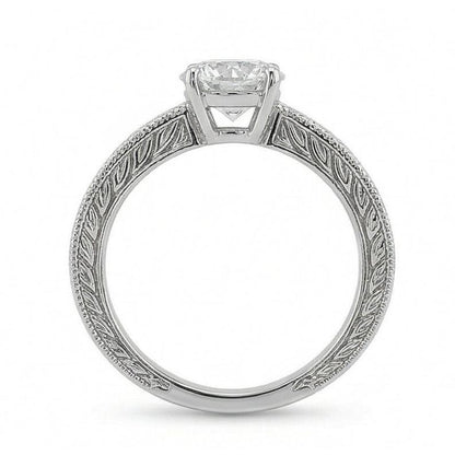 Antique Style Natural Earth Mined Diamond Solitaire 2.50 Carat Wedding Ring 14K White Gold