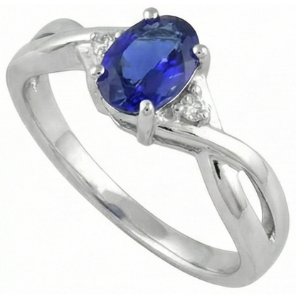 Antique Style Oval Tanzanite And Round Natural Earth Mined Diamonds 1.60 Carats Ring