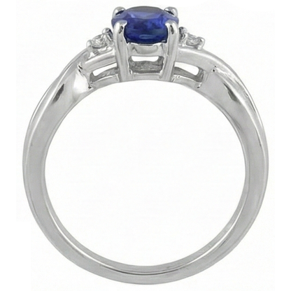Antique Style Oval Tanzanite And Round Natural Earth Mined Diamonds 1.60 Carats Ring