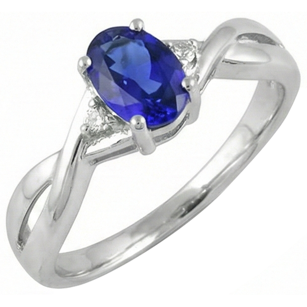 Antique Style Oval Tanzanite And Round Natural Earth Mined Diamonds 1.60 Carats Ring