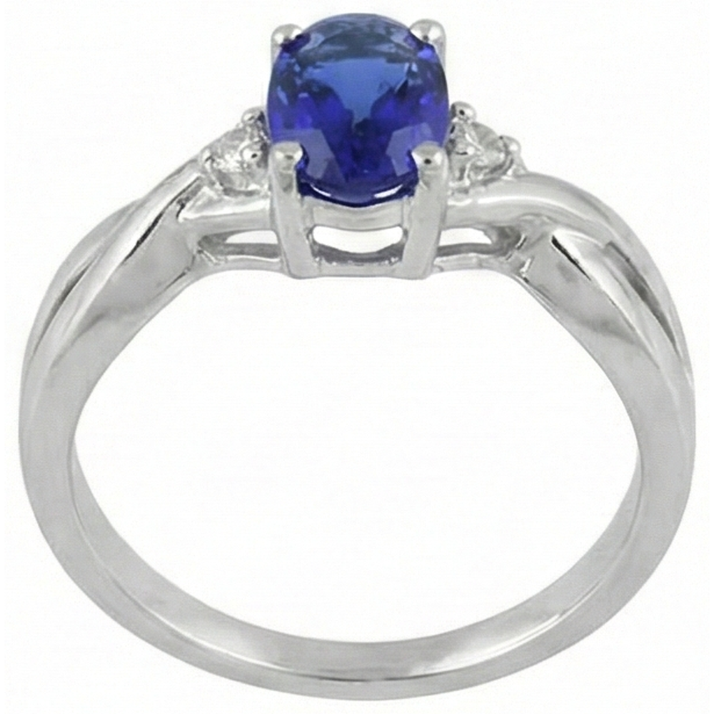 Antique Style Oval Tanzanite And Round Natural Earth Mined Diamonds 1.60 Carats Ring