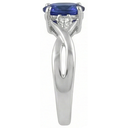 Antique Style Oval Tanzanite And Round Natural Earth Mined Diamonds 1.60 Carats Ring