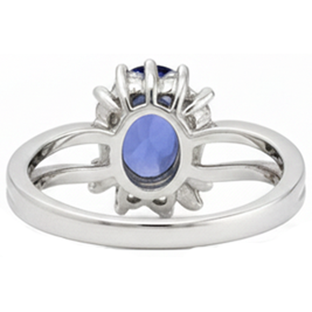 Antique Style Oval Tanzanite Natural Earth Mined Diamonds 2.05 Carats Ring White Gold
