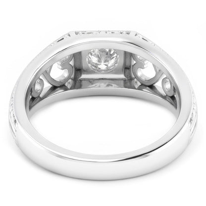 Antique Style Round Old Mine Real Diamond White Gold Ring 1 Carat