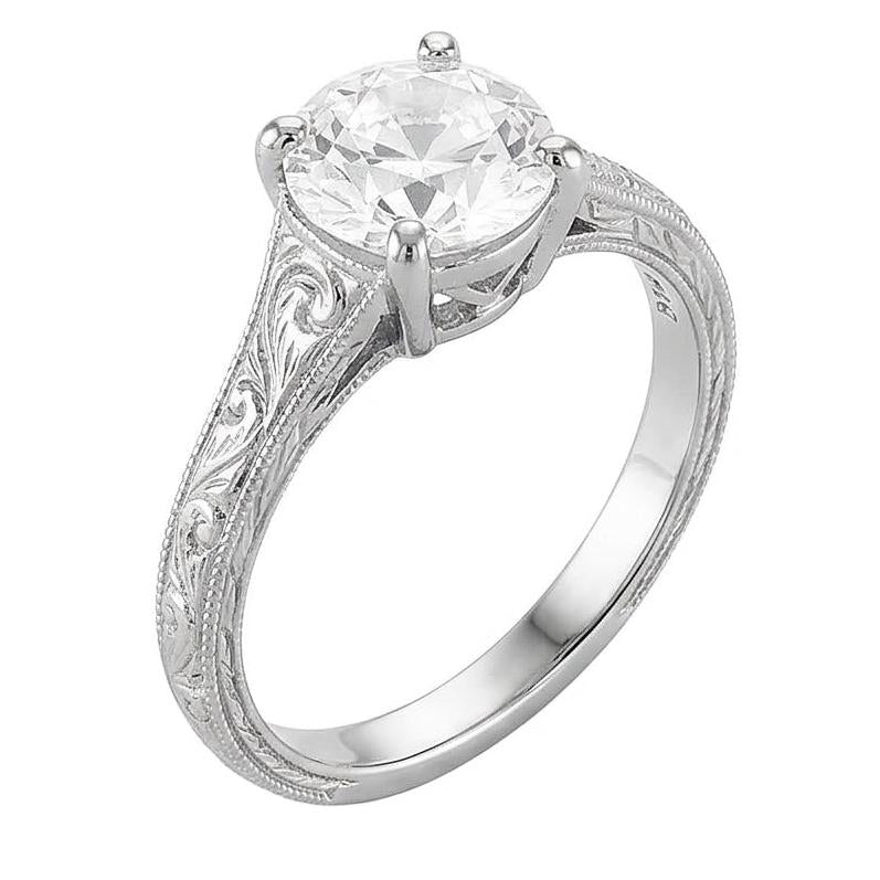 Antique Style Solitaire Round Old Mine Cut Natural Earth Mined Diamond Ring 1.50 Carats