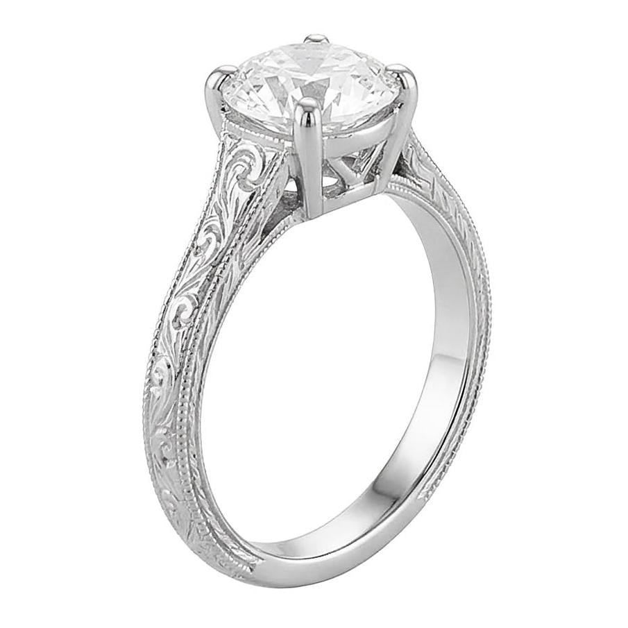 Antique Style Solitaire Round Old Mine Cut Natural Earth Mined Diamond Ring 1.50 Carats