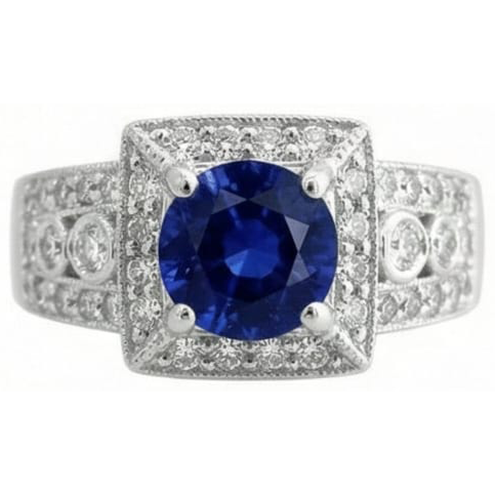 natural round tanzanite 2.75ct ring side angle