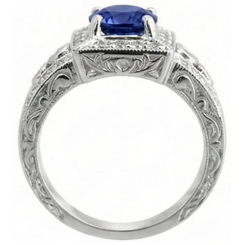 natural round tanzanite 2.75ct ring top view
