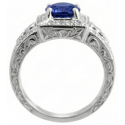 natural round tanzanite 2.75ct ring top view