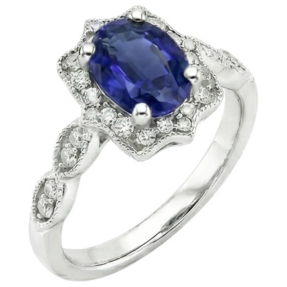 natural round sapphire 2.50ct ring top view
