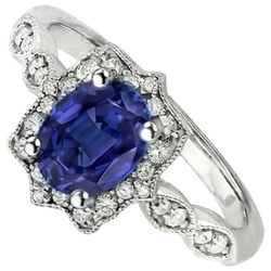 Natural Sapphire Ring 2.50ct - White Gold 14K