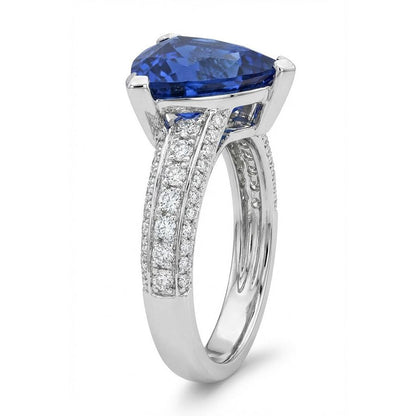 Antique Style Natural Earth Mined Diamond Gemstone Ring Trillion Cut Sapphire 4.50 Carats