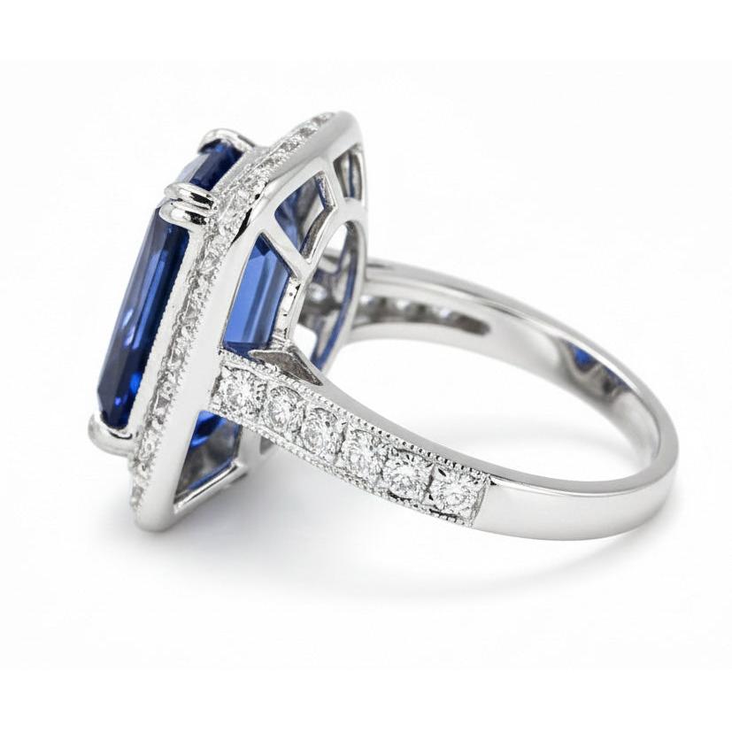 Antique Style Natural Earth Mined Diamond & Sri Lankan Sapphire Ring 9.50 Carats Gold 14K