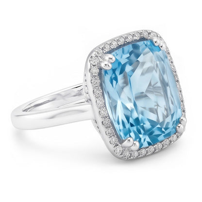 Aquamarine And Natural Earth Mined Diamond 9.50 Ct Wedding Ring Gold 14K