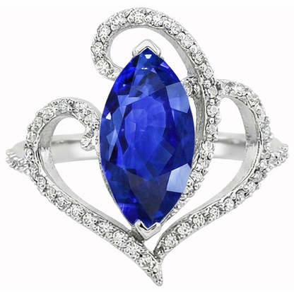 Art Nouveau Jewelry New Antique Style Ceylon Sapphire Natural Earth Mined Diamond Ring
