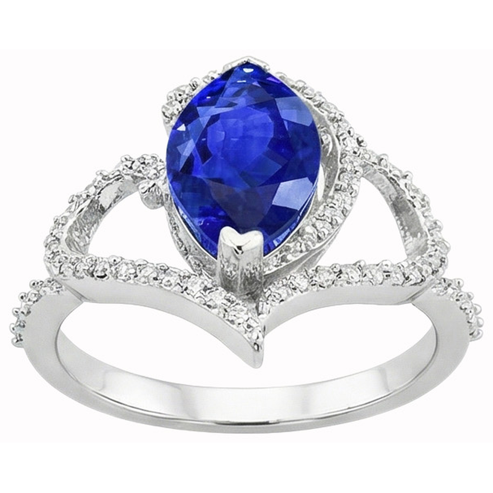 Art Nouveau Jewelry New Antique Style Ceylon Sapphire Natural Earth Mined Diamond Ring