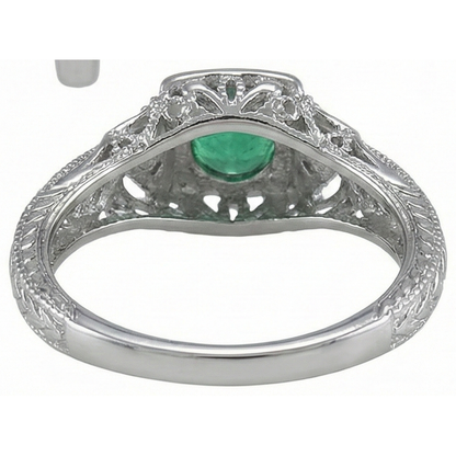 Art Nouveau Jewelry New Round Cut Green Emerald GIA Natural Earth Mined Diamond Ring