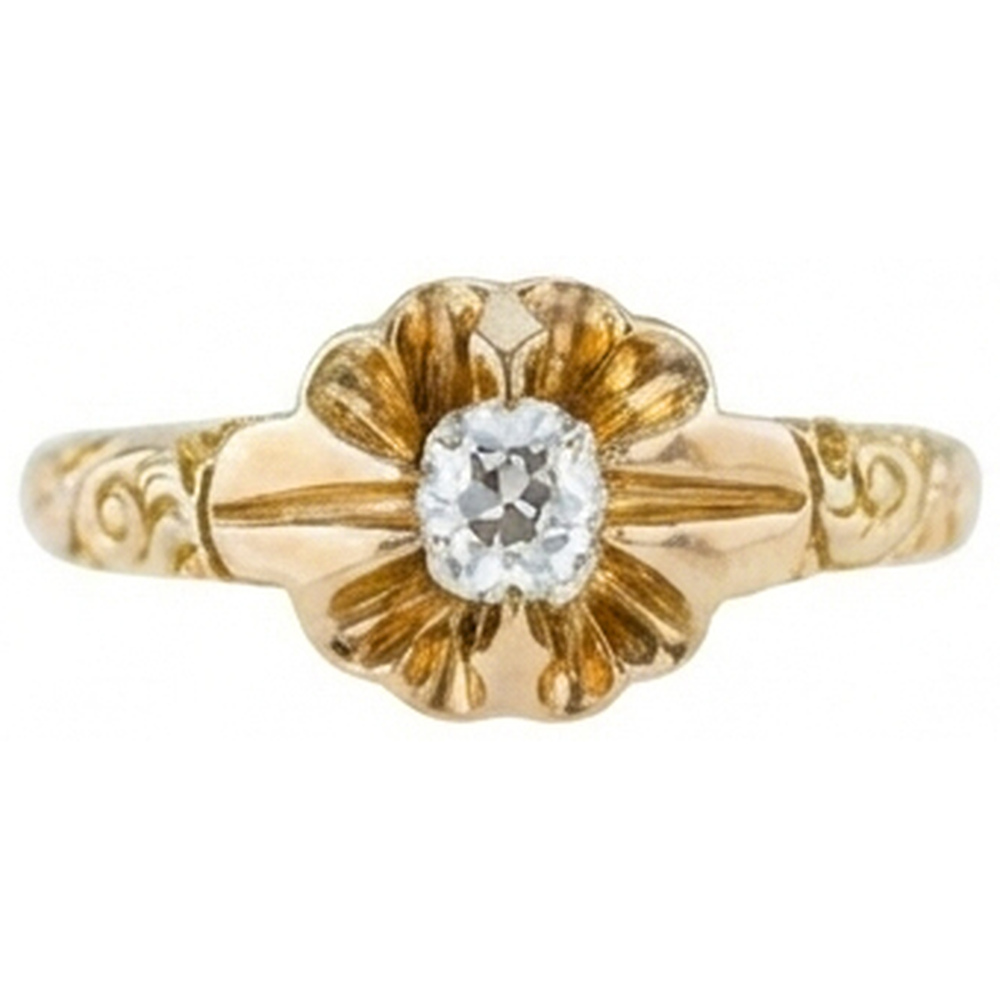 Art Nouveau Jewelry New Solitaire Ring Round Old Miner Real Natural Earth Mined Diamond 0.50 Ct