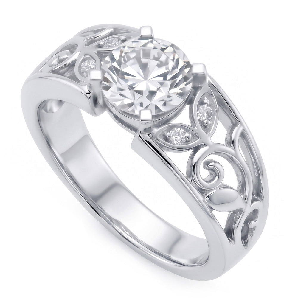 Art Nouveau Jewelry New Women’s Ring Old Cut Natural Earth Mined Diamond Leaf Style