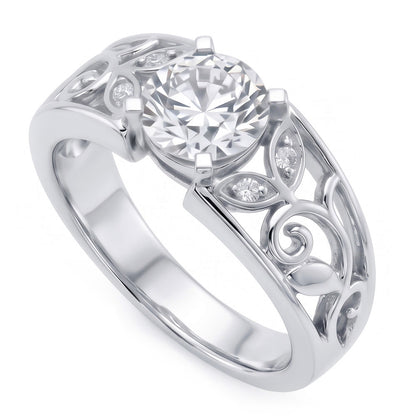 Art Nouveau Jewelry New Women’s Ring Old Cut Natural Earth Mined Diamond Leaf Style