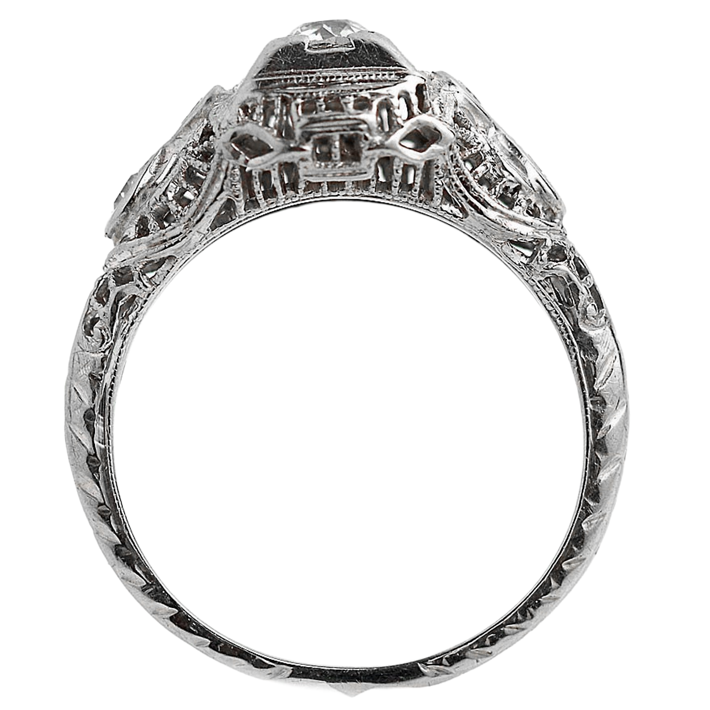 Art Nouveau Jewelry New Old Mine Cut Natural Earth Mined Diamond Anniversary Ring