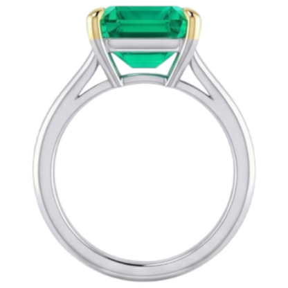 Natural Real ( Not Lab Grown ) Asscher Cut Colombian Green Emerald GIA Lady’s Ring