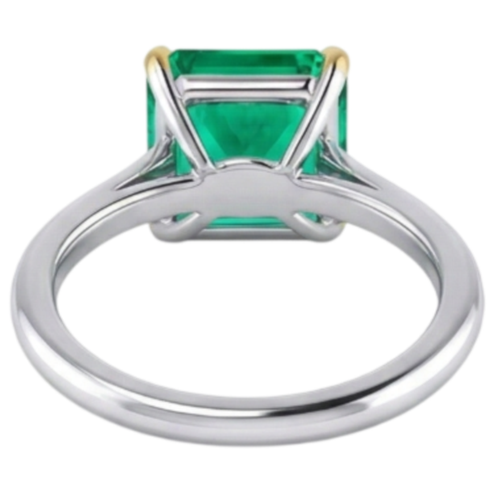 Natural Real ( Not Lab Grown ) Asscher Cut Colombian Green Emerald GIA Lady’s Ring