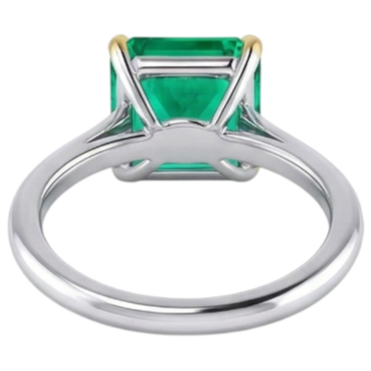 Natural Real ( Not Lab Grown ) Asscher Cut Colombian Green Emerald GIA Lady’s Ring
