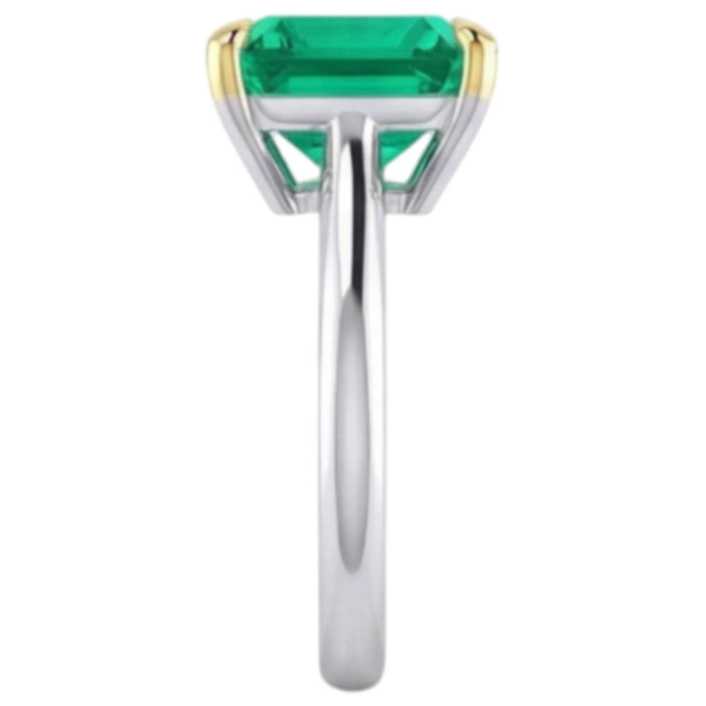 Natural Real ( Not Lab Grown ) Asscher Cut Colombian Green Emerald GIA Lady’s Ring