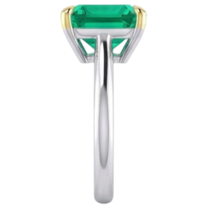 Natural Real ( Not Lab Grown ) Asscher Cut Colombian Green Emerald GIA Lady’s Ring