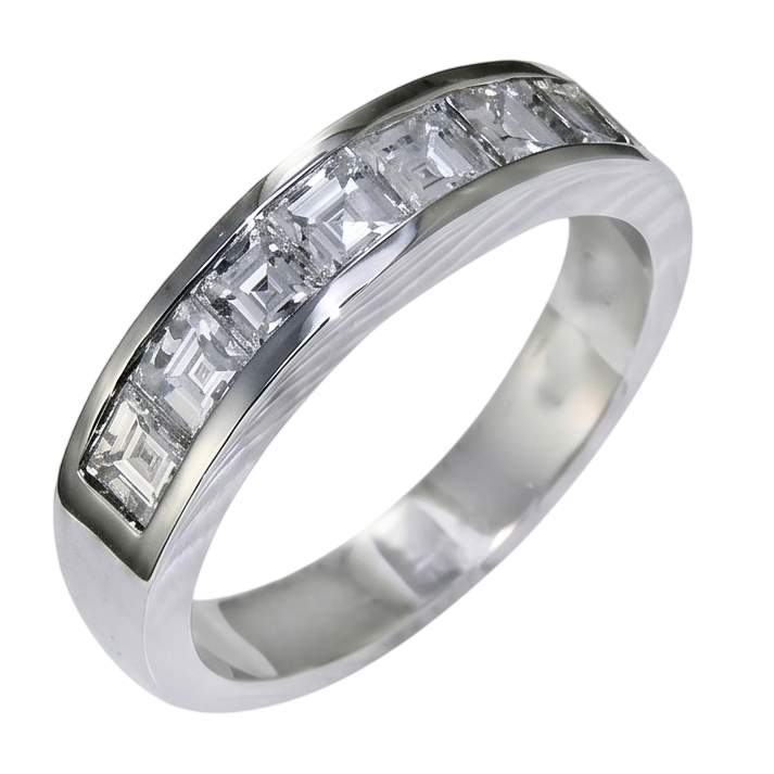 Asscher Cut Diamond Wedding Band 3.50 Carats White Gold 10K Men's Ring